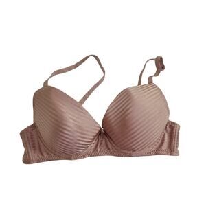 Body Embrace Tan Striped Full Figure Adjustable Underwire Push Up Bra Size 34C